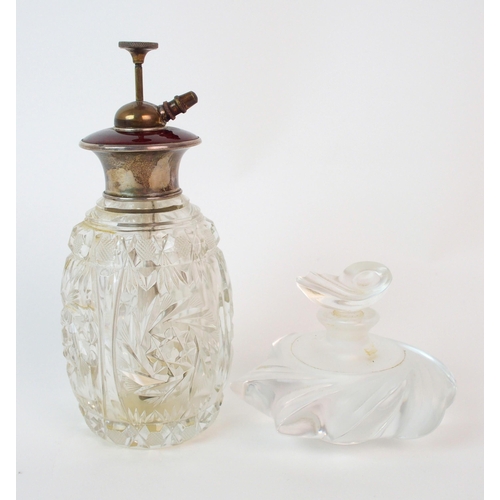 206 - A Lalique moulded glass Samoa perfume bottle and a cut glass atomizer