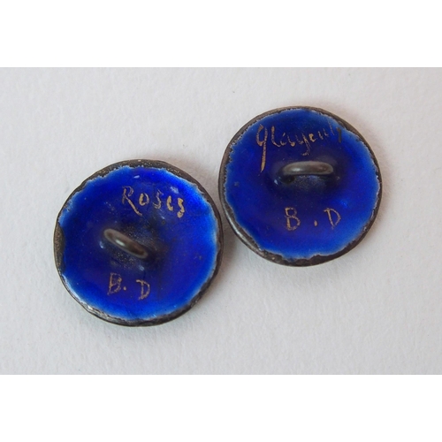 209 - Six enamelled buttons in original case