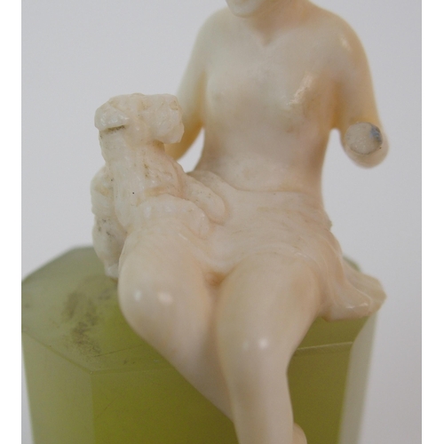 217 - An Art Deco ivory figure on green onyx base  attributed to Ferdinand Preiss (German  1883-1983)