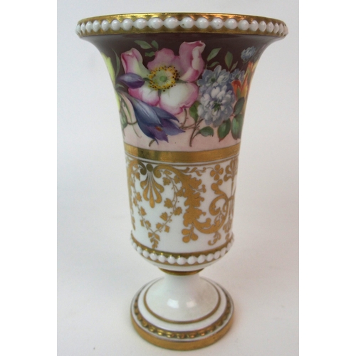 219 - A pair of Royal Crown Derby painted porcelain bud vases