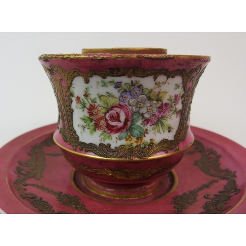 220 - A French Sevres-style enamelled porcelain inkwell