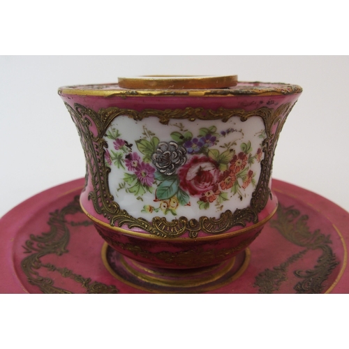 220 - A French Sevres-style enamelled porcelain inkwell