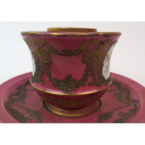 220 - A French Sevres-style enamelled porcelain inkwell