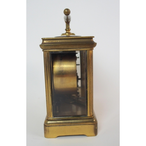 230 - A French brass and glass integrated carriage clock  barometer  compass and thermometer