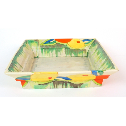 231 - A Clarice Cliff Bizarre Delicia Citrus pattern square dish