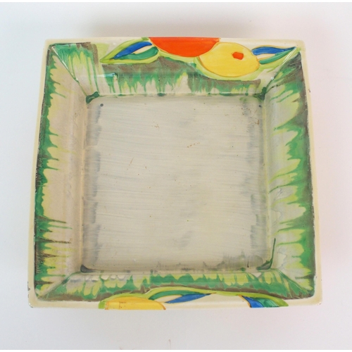 231 - A Clarice Cliff Bizarre Delicia Citrus pattern square dish