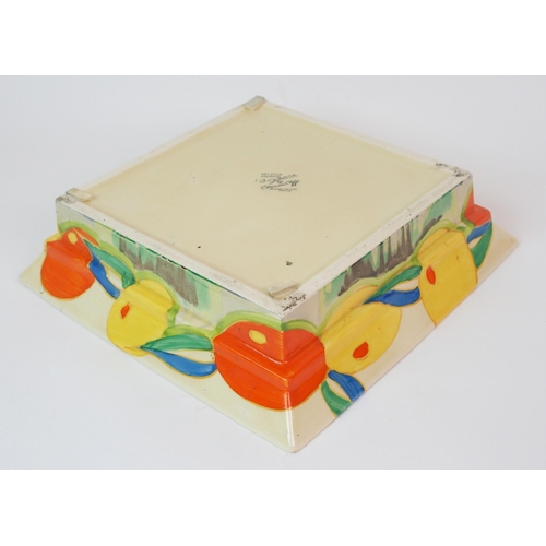 231 - A Clarice Cliff Bizarre Delicia Citrus pattern square dish