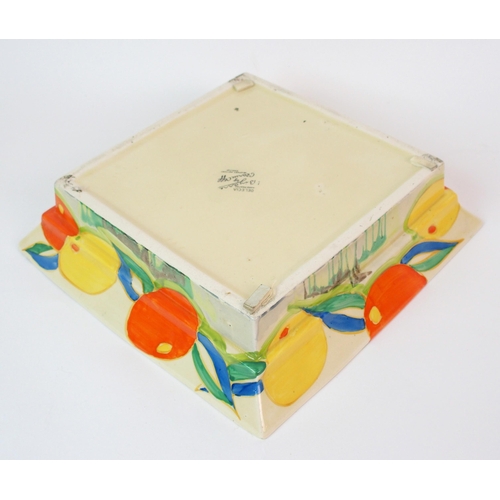 231 - A Clarice Cliff Bizarre Delicia Citrus pattern square dish