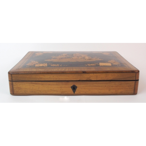 232 - An oak and mahogany marquetry table casket