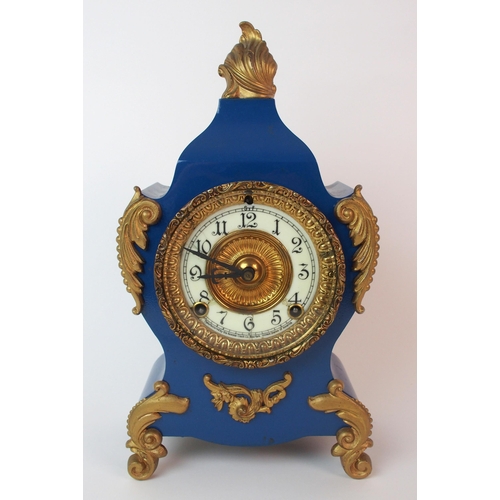 233 - A French-style American enamelled metal and gilt bronze mounted mantle clock