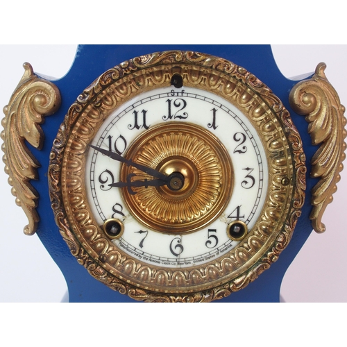 233 - A French-style American enamelled metal and gilt bronze mounted mantle clock