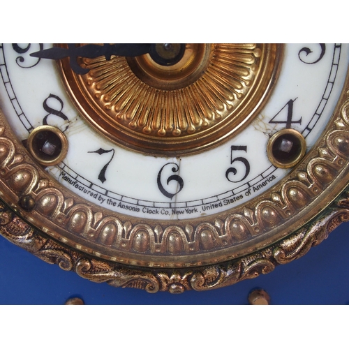 233 - A French-style American enamelled metal and gilt bronze mounted mantle clock