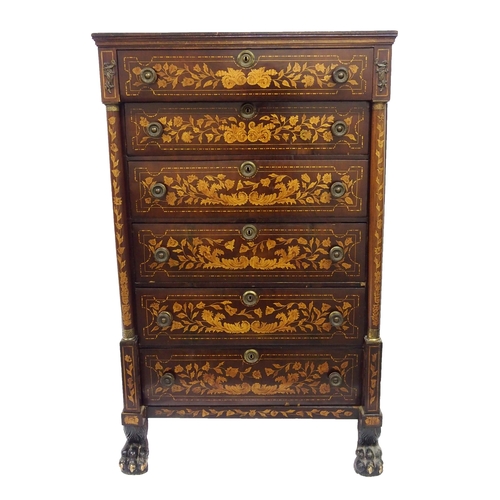 302 - A Dutch mahogany marquetry chest