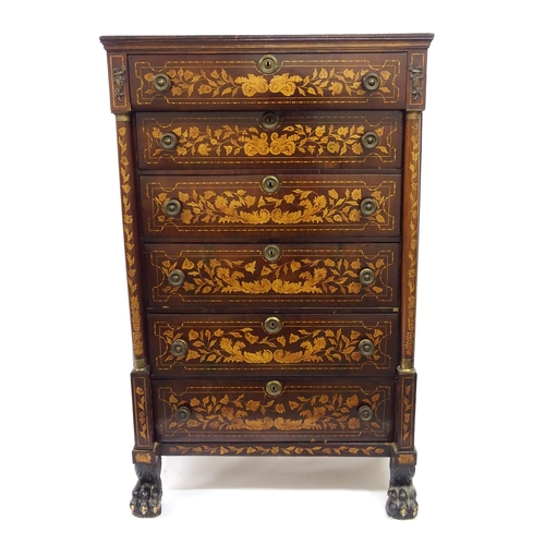 302 - A Dutch mahogany marquetry chest