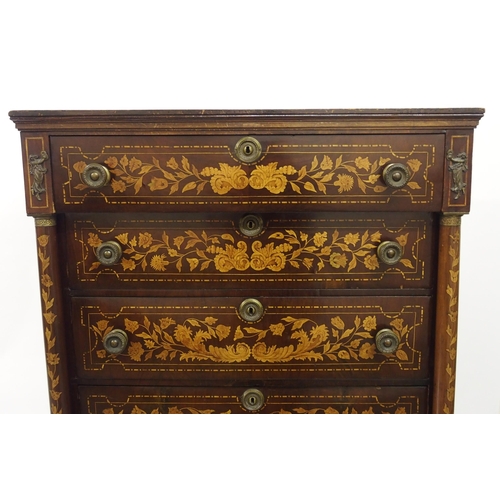 302 - A Dutch mahogany marquetry chest