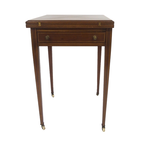 306 - An Edwardian mahogany and crossbanded envelope card table