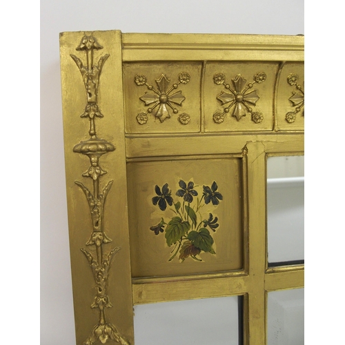 320 - A Victorian gilt and painted wood overmantle mirror