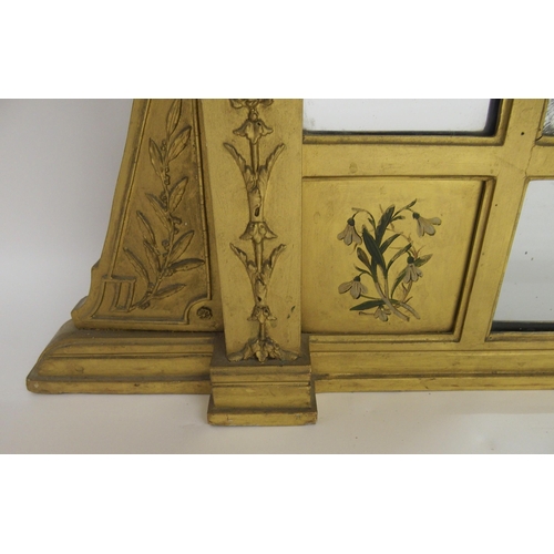 320 - A Victorian gilt and painted wood overmantle mirror