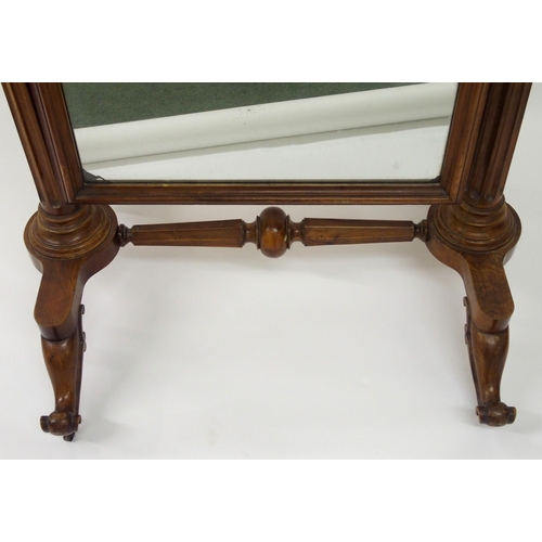 323 - A Victorian walnut cheval mirror