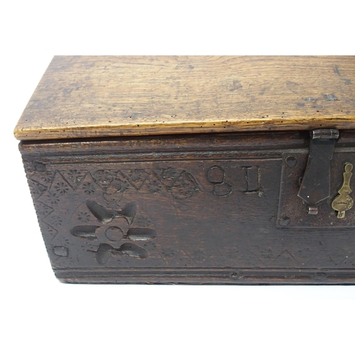 331 - A late 17th Century oak bible box