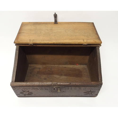 331 - A late 17th Century oak bible box