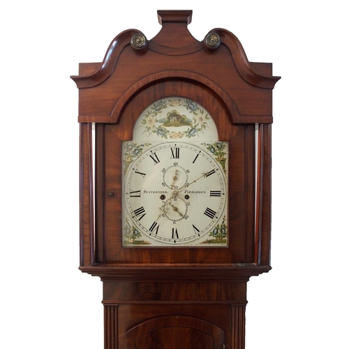 334 - A mahogany and ebony strung longcase clock