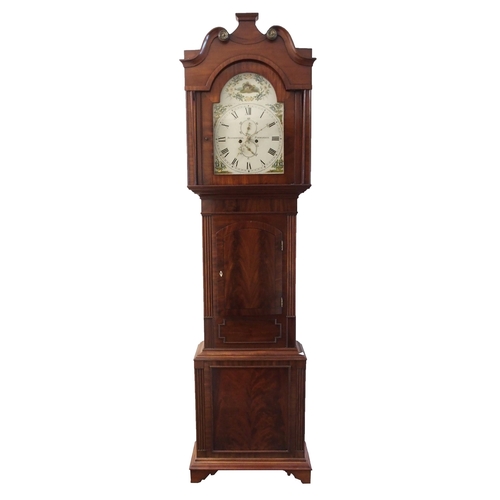 334 - A mahogany and ebony strung longcase clock