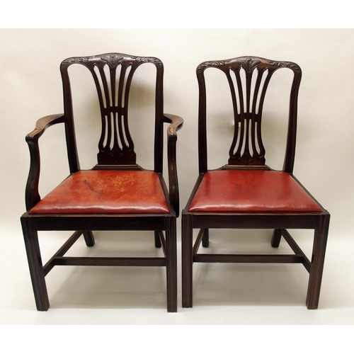 335 - A set of eight mahogany dining chairs including two carvers