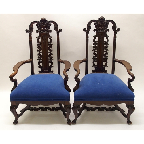 341 - A pair of stained parlour chairs