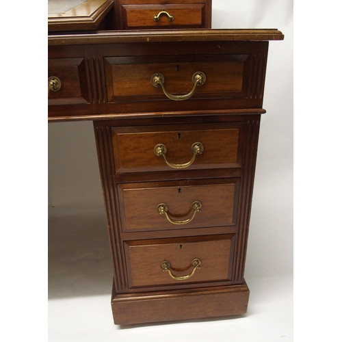 342 - A Victorian mahogany pedestal writing desk