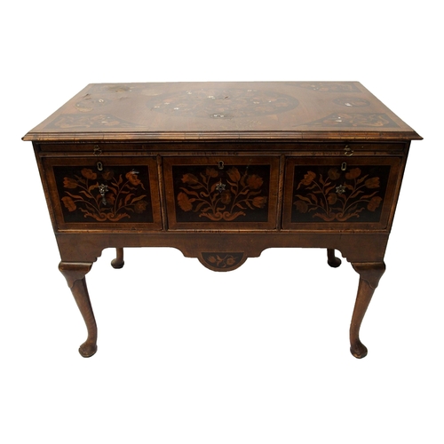 344 - An English marquetry and walnut dressing table