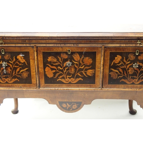 344 - An English marquetry and walnut dressing table