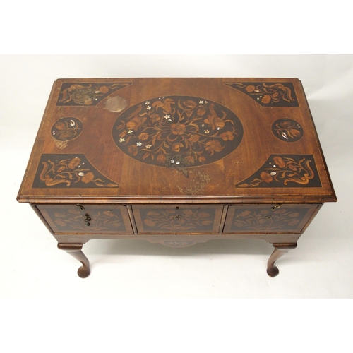 344 - An English marquetry and walnut dressing table