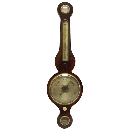 353 - A 19th Century mahogany wheel barometer and thermometer