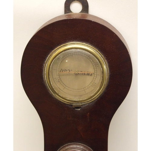 353 - A 19th Century mahogany wheel barometer and thermometer