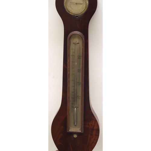 353 - A 19th Century mahogany wheel barometer and thermometer