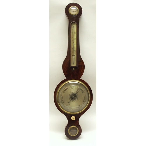 353 - A 19th Century mahogany wheel barometer and thermometer