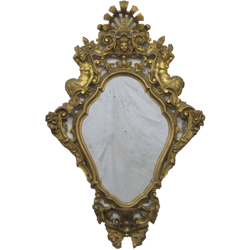 357 - A continental gilt wood wall mirror