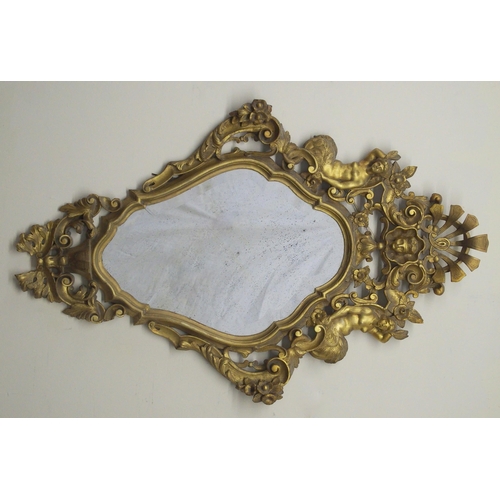 357 - A continental gilt wood wall mirror