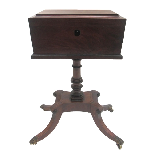 359 - A George IV mahogany and ebony strung rectangular sewing table