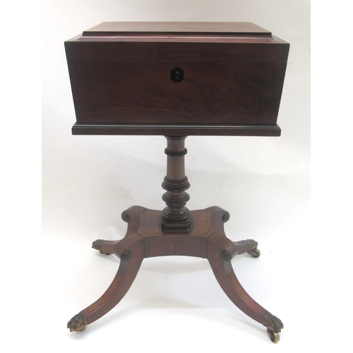 359 - A George IV mahogany and ebony strung rectangular sewing table