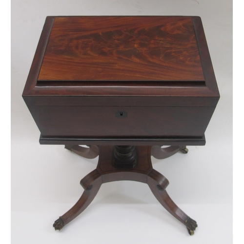 359 - A George IV mahogany and ebony strung rectangular sewing table