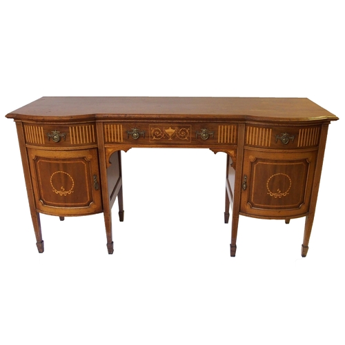 372 - An Edwardian mahogany and satinwood crossbanded pedestal sideboard