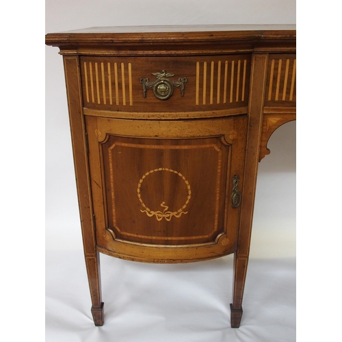 372 - An Edwardian mahogany and satinwood crossbanded pedestal sideboard