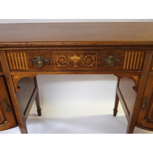 372 - An Edwardian mahogany and satinwood crossbanded pedestal sideboard