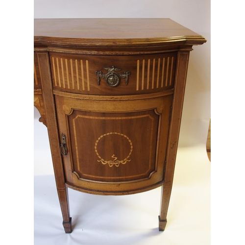 372 - An Edwardian mahogany and satinwood crossbanded pedestal sideboard