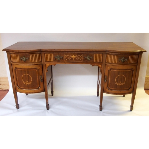 372 - An Edwardian mahogany and satinwood crossbanded pedestal sideboard