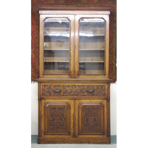 373 - A Victorian oak secretaire bookcase