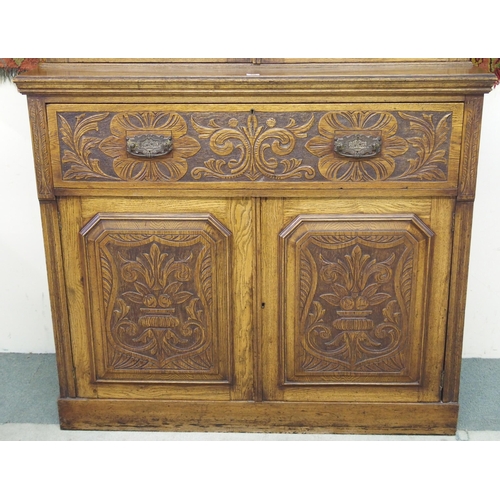 373 - A Victorian oak secretaire bookcase