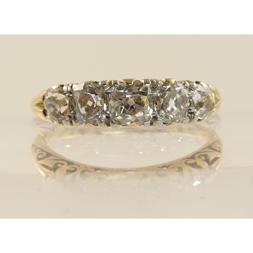 454 - Five stone old cut diamond ring